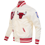 NBA CHICAGO BULLS BEST OF MEN'S RIB SATIN JACKET (EGGSHELL/ RED)