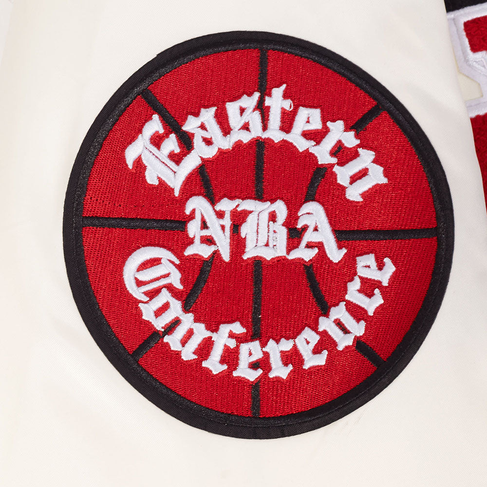 NBA CHICAGO BULLS BEST OF MEN'S RIB SATIN JACKET (EGGSHELL/ RED)