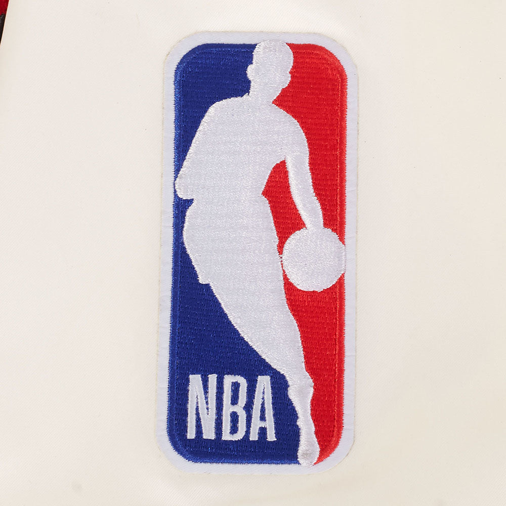 NBA CHICAGO BULLS BEST OF MEN'S RIB SATIN JACKET (EGGSHELL/ RED)