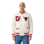 NBA CHICAGO BULLS BEST OF MEN'S RIB SATIN JACKET (EGGSHELL/ RED)