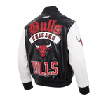 NBA CHICAGO BULLS BEST OF BLOUSON COLLÉGIAL EN CUIR POUR HOMME (NOIR/BLANC)