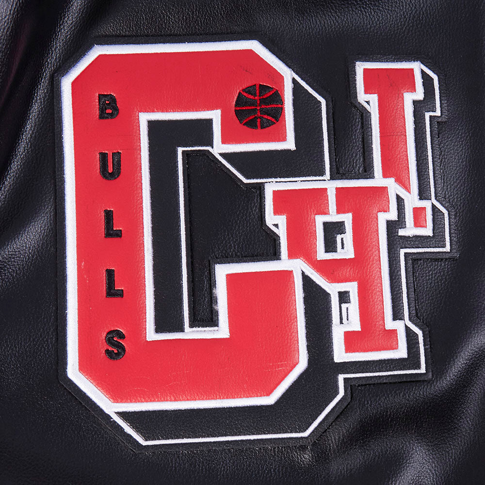 NBA CHICAGO BULLS BEST OF BLOUSON COLLÉGIAL EN CUIR POUR HOMME (NOIR/BLANC)