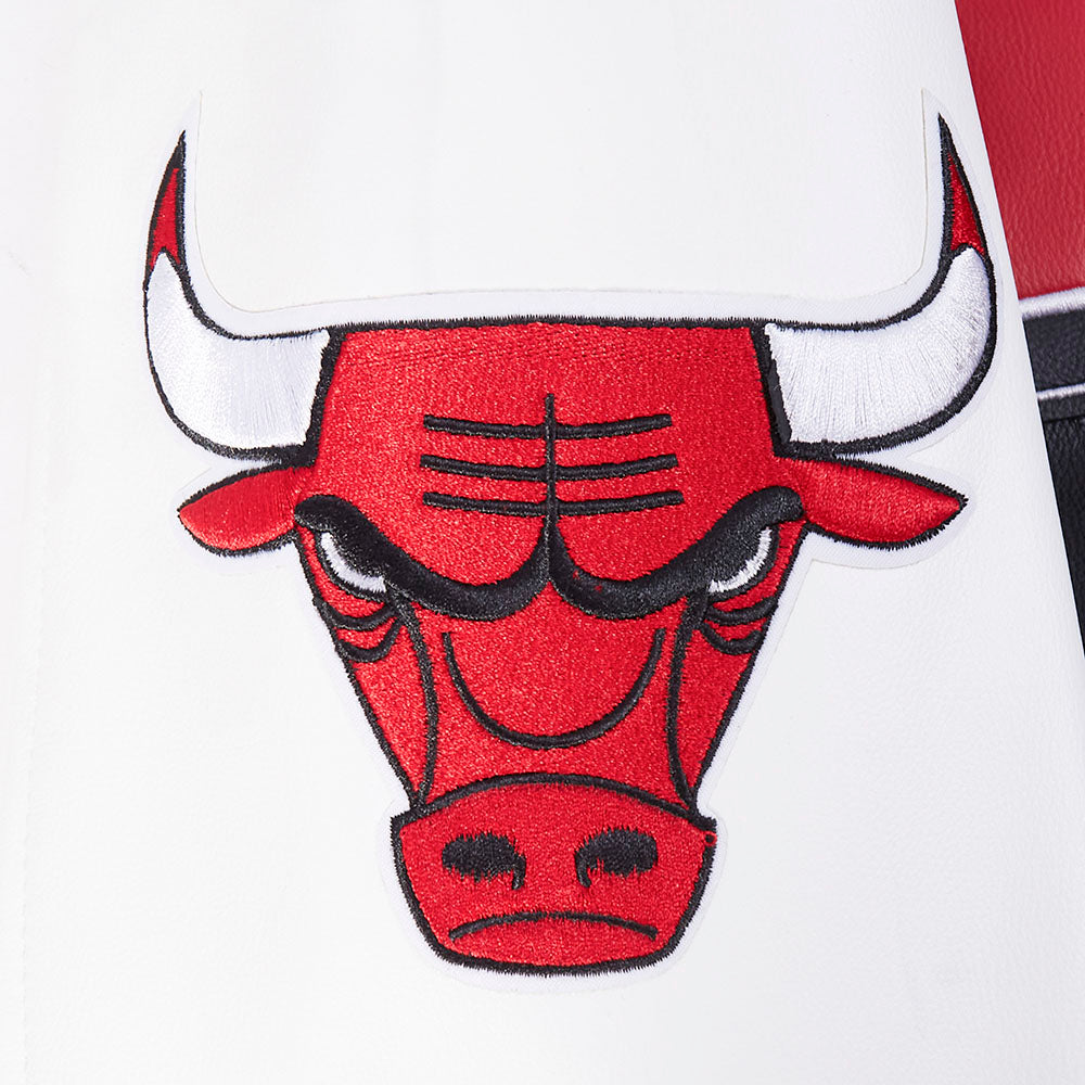 NBA CHICAGO BULLS BEST OF BLOUSON COLLÉGIAL EN CUIR POUR HOMME (NOIR/BLANC)