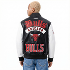 NBA CHICAGO BULLS BEST OF BLOUSON COLLÉGIAL EN CUIR POUR HOMME (NOIR/BLANC)