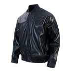 NBA CHICAGO BULLS BLACKOUT BLOUSON COLLÉGIAL EN CUIR POUR HOMME (NOIR DE JAIS)
