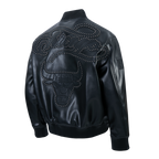 NBA CHICAGO BULLS BLACKOUT BLOUSON COLLÉGIAL EN CUIR POUR HOMME (NOIR DE JAIS)
