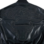 NBA CHICAGO BULLS BLACKOUT BLOUSON COLLÉGIAL EN CUIR POUR HOMME (NOIR DE JAIS)