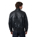 NBA CHICAGO BULLS BLACKOUT BLOUSON COLLÉGIAL EN CUIR POUR HOMME (NOIR DE JAIS)