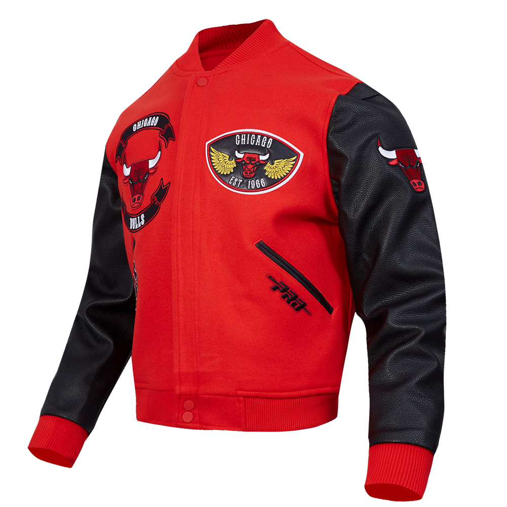 NBA CHICAGO BULLS BORN FOR SPORT MEN'S WOOL VARSITY JACKET (RED/BLACK)
