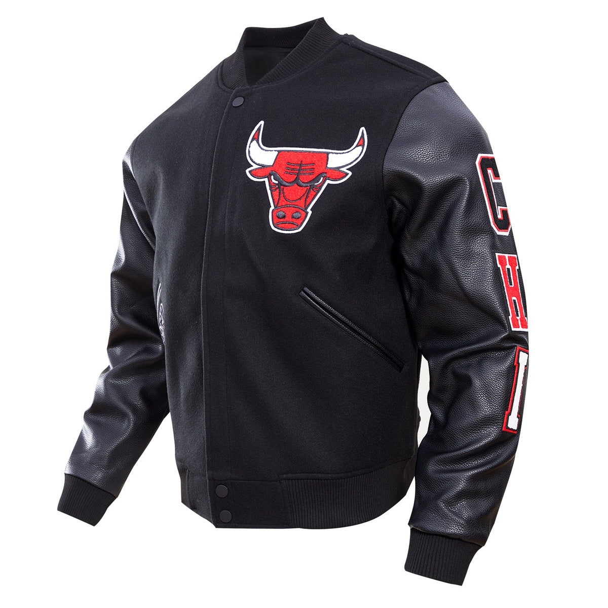 NBA CHICAGO BULLS CLASSIC BLOUSON COLLÉGIAL EN LAINE POUR HOMME (NOIR)