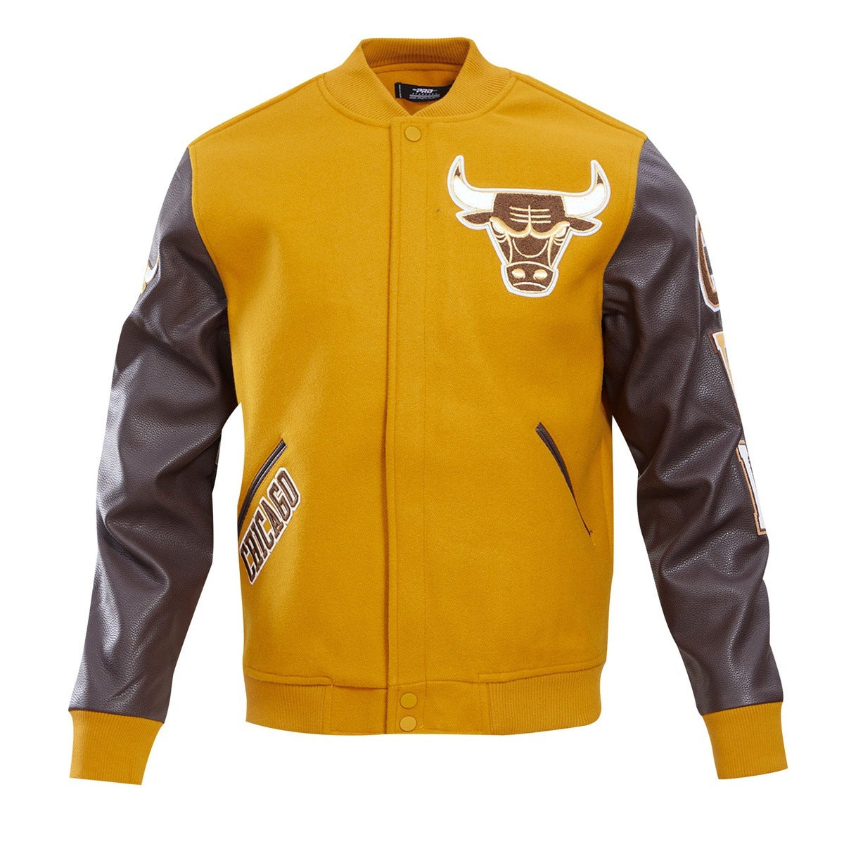 NBA CHICAGO BULLS CLASSIC BLOUSON COLLÉGIAL EN LAINE POUR HOMME (BRUN)