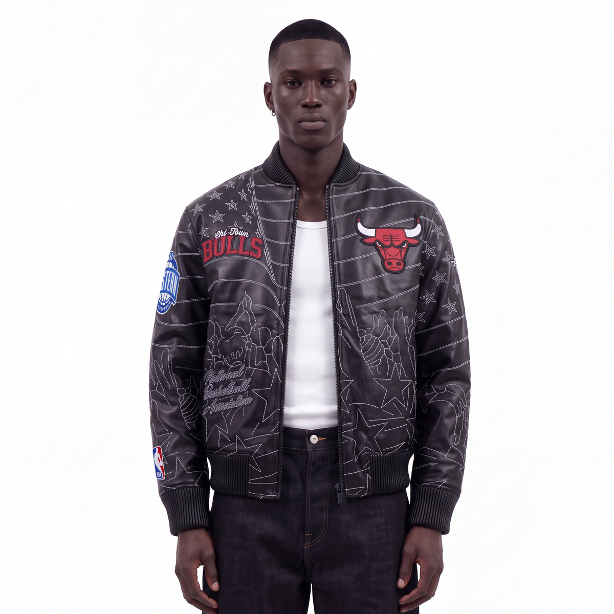 NBA CHICAGO BULLS PRO PREMIUM MEN'S COAT (BLACK)