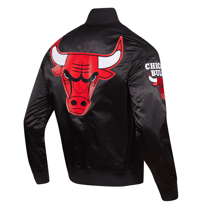 NBA CHICAGO BULLS BIG LOGO MEN'S SATIN JACKET (BLACK)