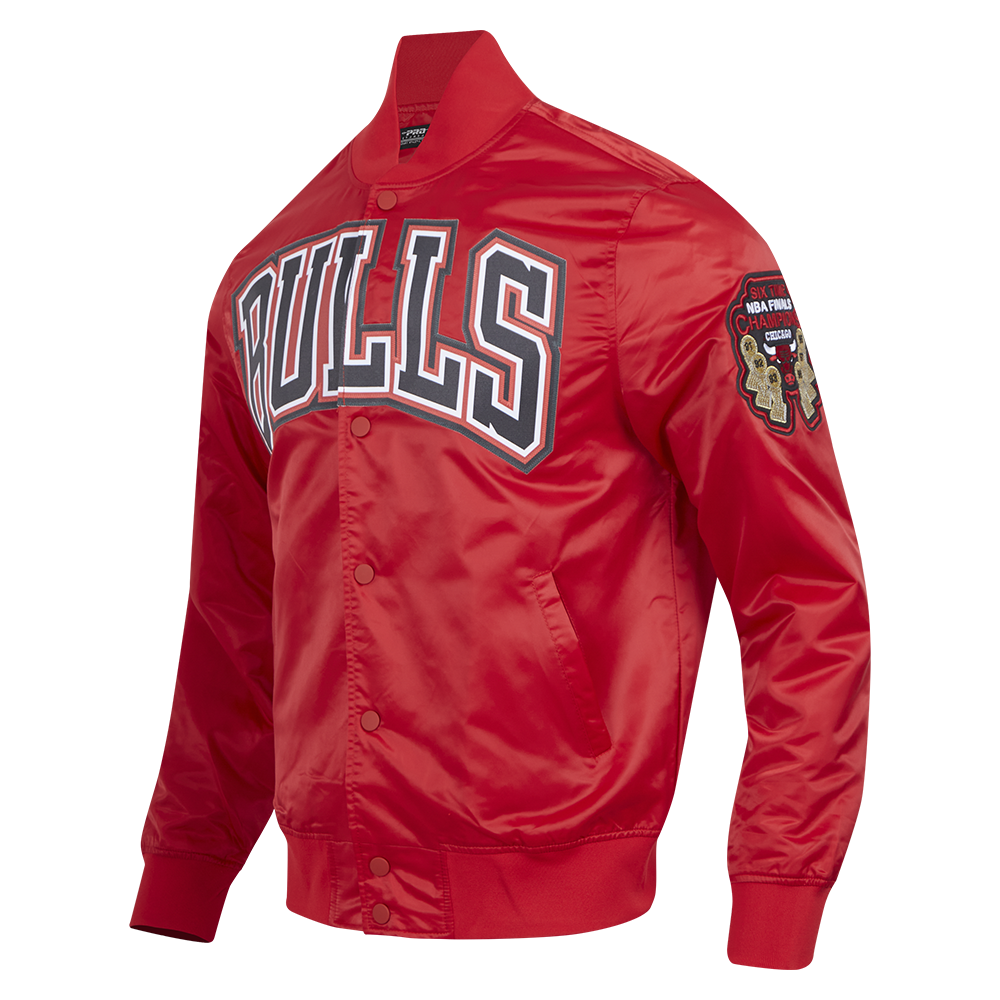NBA CHICAGO BULLS BIG LOGO MEN'S SATIN JACKET (RED)