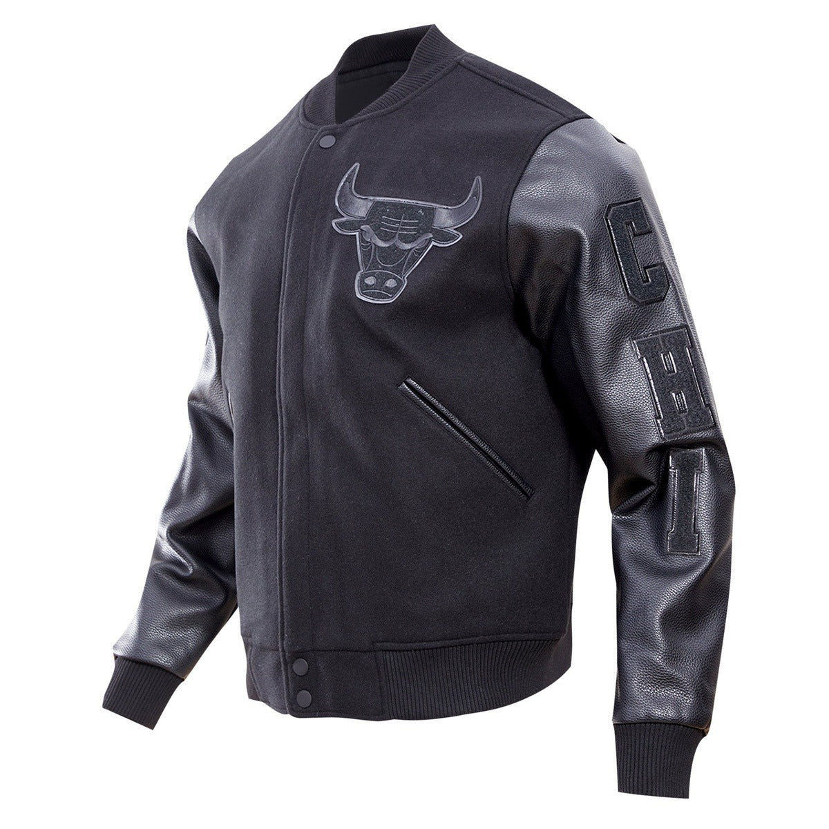 NBA CHICAGO BULLS TRIPLE BLACK MEN'S VARSITY JACKET (BLACK)