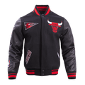 NBA CHICAGO BULLS RETRO CLASSIC MEN'S RIB WOOL VARSITY JACKET (BLACK/RED/BLACK)