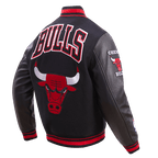 NBA CHICAGO BULLS RETRO CLASSIC MEN'S RIB WOOL VARSITY JACKET (BLACK/RED/BLACK)