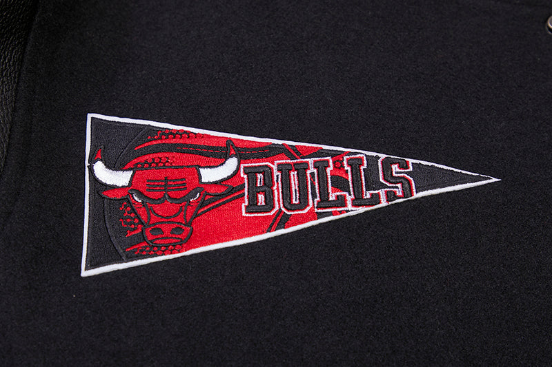 NBA CHICAGO BULLS RETRO CLASSIC MEN'S RIB WOOL VARSITY JACKET (BLACK/RED/BLACK)