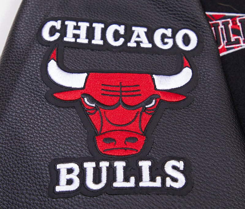 NBA CHICAGO BULLS RETRO CLASSIC MEN'S RIB WOOL VARSITY JACKET (BLACK/RED/BLACK)