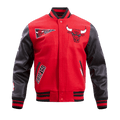 NBA CHICAGO BULLS RETRO CLASSIC MEN'S RIB WOOL VARSITY JACKET (RED/BLACK)