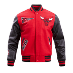 NBA CHICAGO BULLS RETRO CLASSIC MEN'S RIB WOOL VARSITY JACKET (RED/BLACK)
