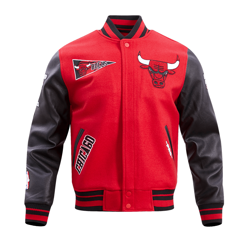 NBA CHICAGO BULLS RETRO CLASSIC MEN'S RIB WOOL VARSITY JACKET (RED/BLACK)