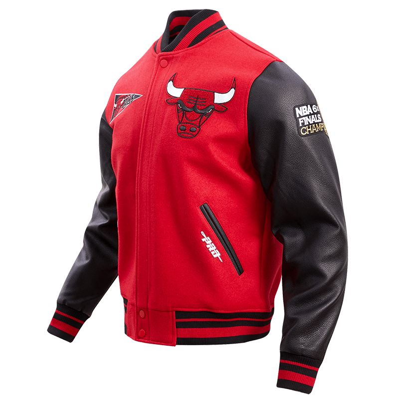 NBA CHICAGO BULLS RETRO CLASSIC MEN'S RIB WOOL VARSITY JACKET (RED/BLACK)