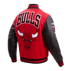 NBA CHICAGO BULLS RETRO CLASSIC MEN'S RIB WOOL VARSITY JACKET (RED/BLACK)