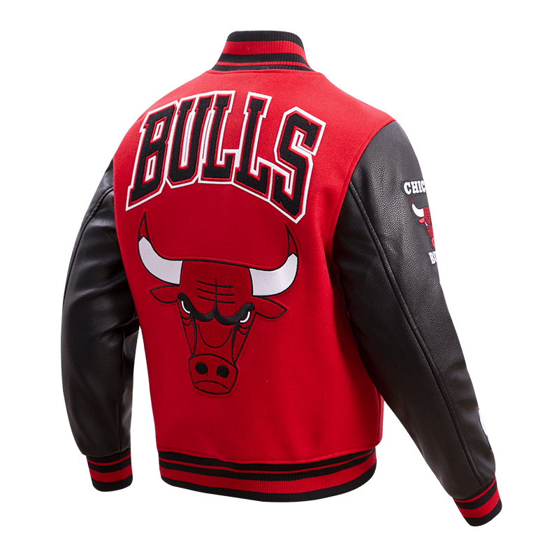 NBA CHICAGO BULLS RETRO CLASSIC MEN'S RIB WOOL VARSITY JACKET (RED/BLACK)