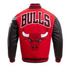 NBA CHICAGO BULLS RETRO CLASSIC MEN'S RIB WOOL VARSITY JACKET (RED/BLACK)