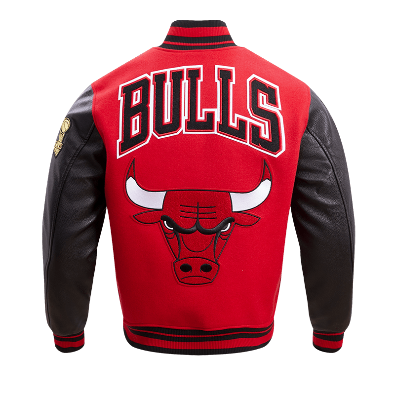 NBA CHICAGO BULLS RETRO CLASSIC MEN'S RIB WOOL VARSITY JACKET (RED/BLACK)