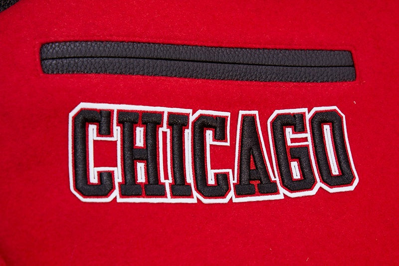 NBA CHICAGO BULLS RETRO CLASSIC MEN'S RIB WOOL VARSITY JACKET (RED/BLACK)