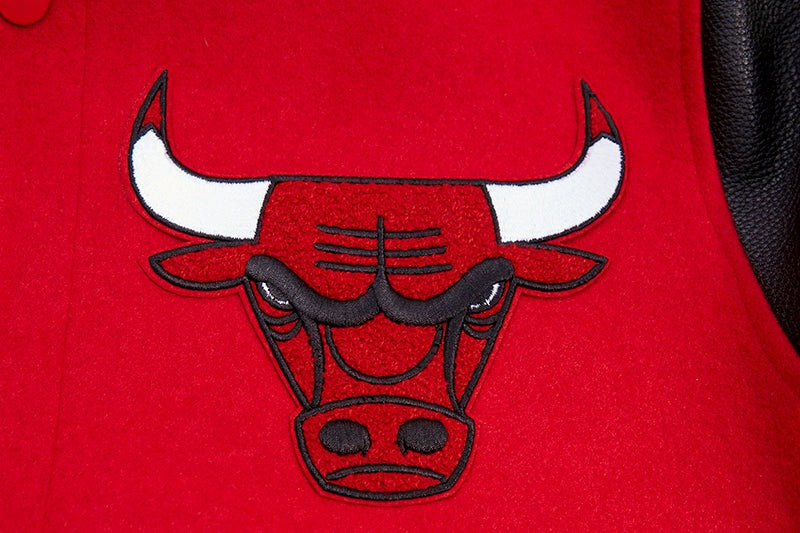 NBA CHICAGO BULLS RETRO CLASSIC MEN'S RIB WOOL VARSITY JACKET (RED/BLACK)