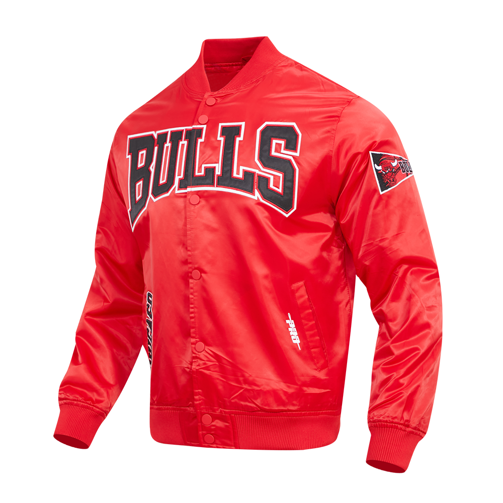 NBA CHICAGO BULLS CREST EMBLEM MEN'S SATIN JACKET (RED)
