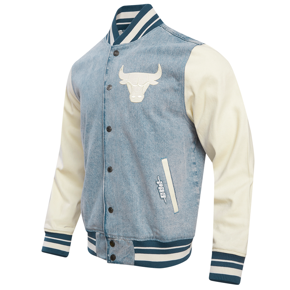 NBA CHICAGO BULLS VARSITY BLUES MEN'S DENIM VARSITY MEN'S JACKET (DENIM/LINEN)