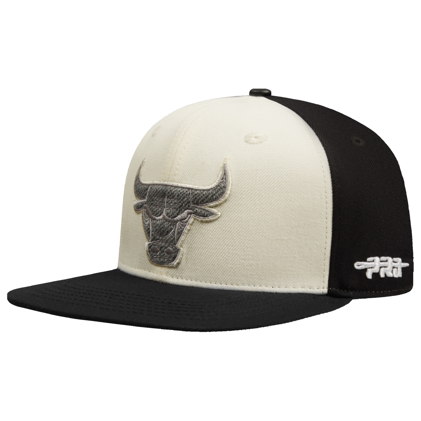 NBA CHICAGO BULLS REVERSE FRENCH TERRY PINCH FRONT SNAPBACK HAT (EGGSHELL/ BLACK)