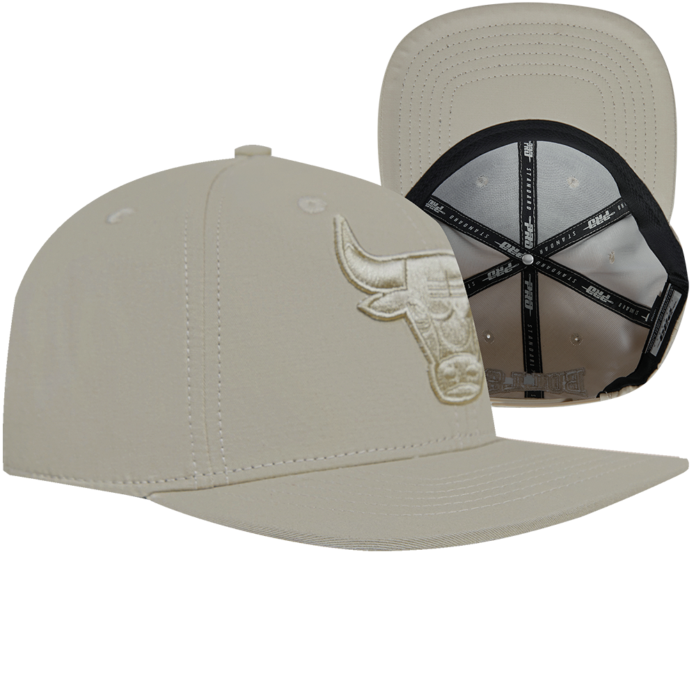 NBA CHICAGO BULLS NEUTRAL WOOL UNISEX SNAPBACK HAT (TAUPE)