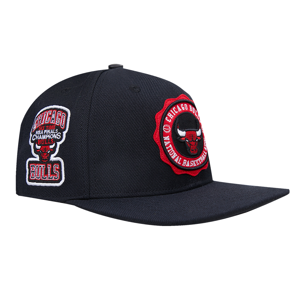 NBA CHICAGO BULLS CREST EMBLEM UNISEX WOOL SNAPBACK HAT (BLACK)