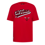 NBA CHICAGO BULLS SCRIPT TAIL WOMEN'S COTTON BOYFRIEND TEE (RED)