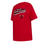 NBA CHICAGO BULLS SCRIPT TAIL WOMEN'S COTTON BOYFRIEND TEE (RED)