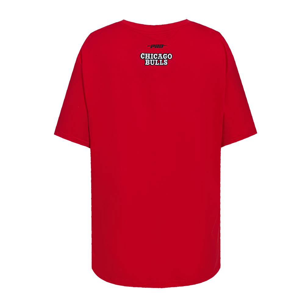NBA CHICAGO BULLS SCRIPT TAIL WOMEN'S COTTON BOYFRIEND TEE (RED)