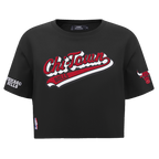 NBA CHICAGO BULLS SCRIPT TAIL T-SHIRT EN JERSEY SIMPLE À COUPE CARRÉE POUR FEMME (NOIR)