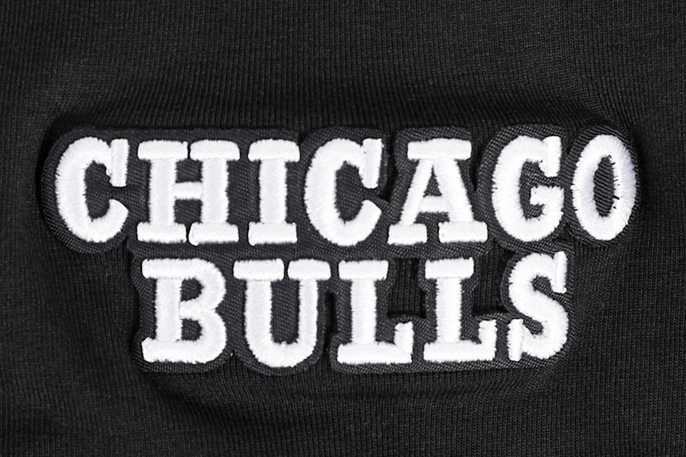 NBA CHICAGO BULLS SCRIPT TAIL T-SHIRT EN JERSEY SIMPLE À COUPE CARRÉE POUR FEMME (NOIR)