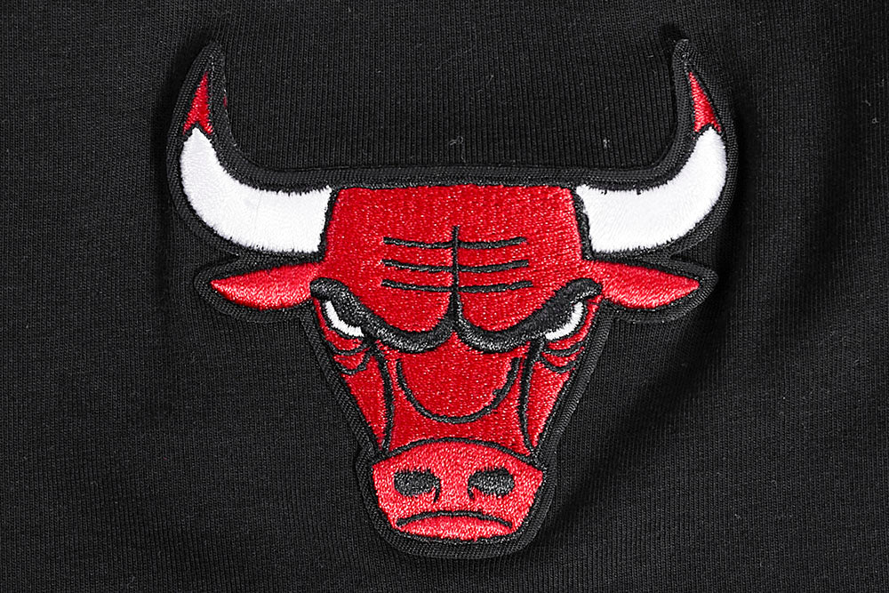 NBA CHICAGO BULLS SCRIPT TAIL T-SHIRT EN JERSEY SIMPLE À COUPE CARRÉE POUR FEMME (NOIR)