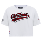 NBA CHICAGO BULLS SCRIPT TAIL T-SHIRT EN JERSEY SIMPLE À COUPE CARRÉE POUR FEMME (BLANC)