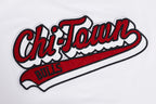 NBA CHICAGO BULLS SCRIPT TAIL T-SHIRT EN JERSEY SIMPLE À COUPE CARRÉE POUR FEMME (BLANC)