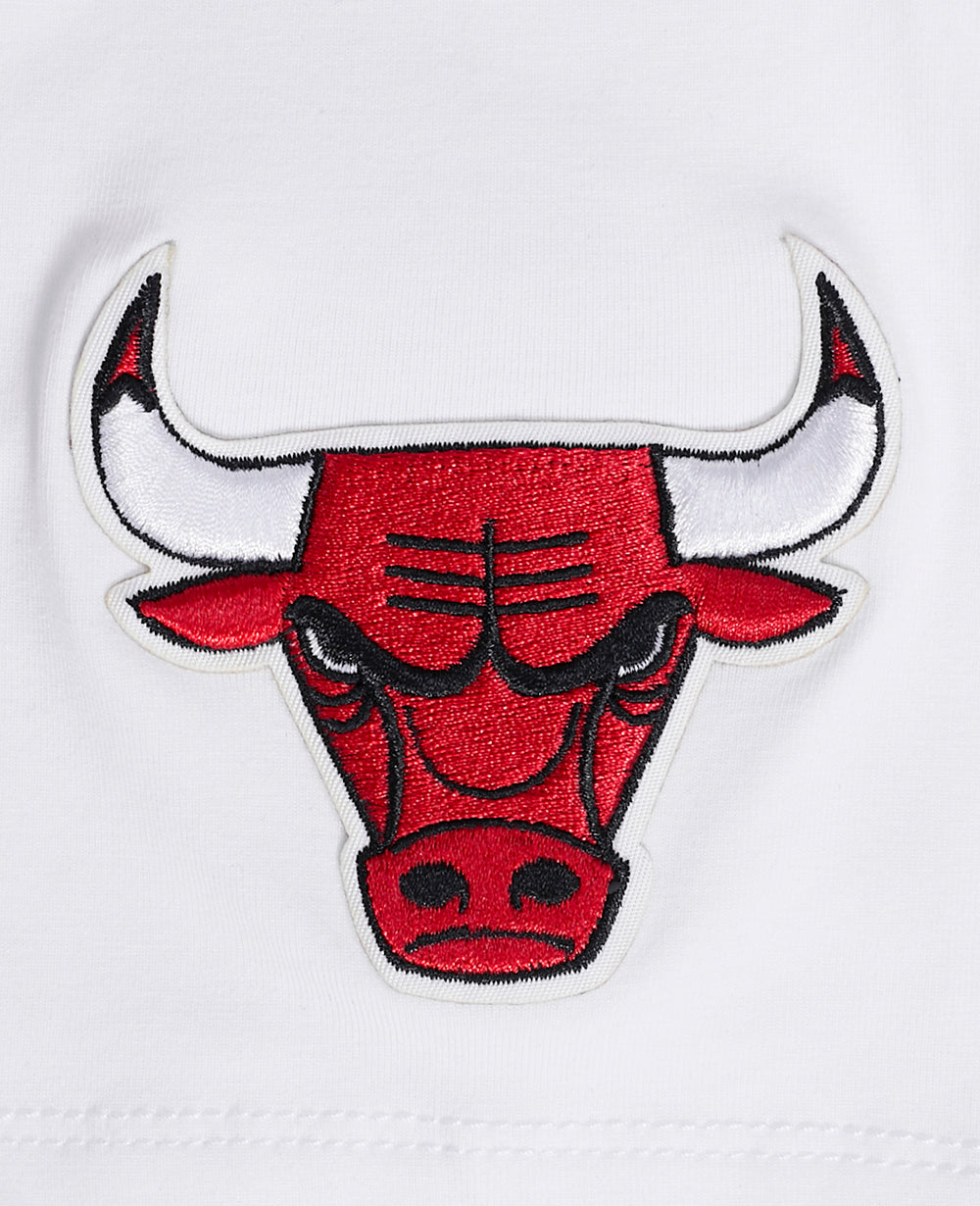 NBA CHICAGO BULLS SCRIPT TAIL T-SHIRT EN JERSEY SIMPLE À COUPE CARRÉE POUR FEMME (BLANC)