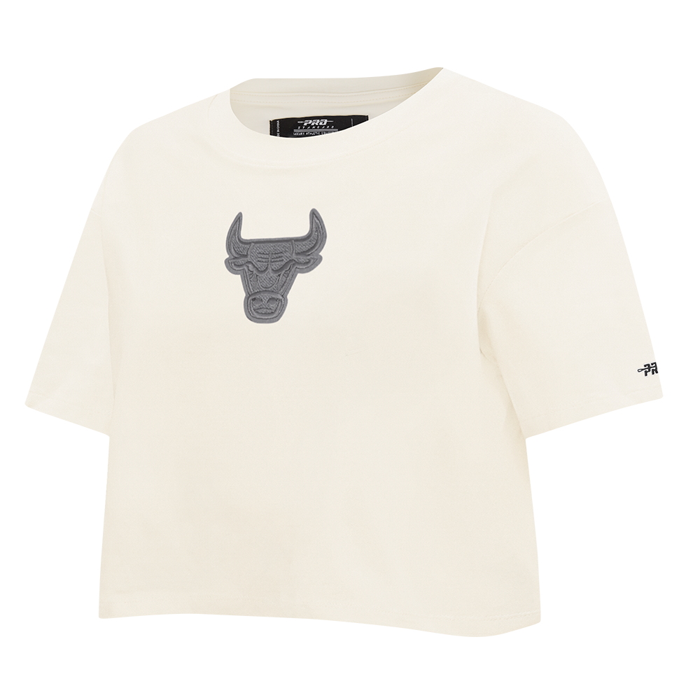 NBA CHICAGO BULLS REVERSE FRENCH TERRY WOMEN'S SINGLE JERSEY BOXY TEE (EGGSHELL)