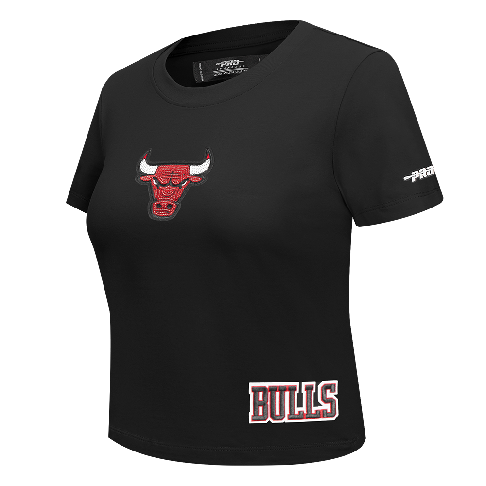 NBA CHICAGO BULLS GAME DAY CLASSICS WOMEN'S SINGLE JERSEY BABY DOLL TEE (BLACK)
