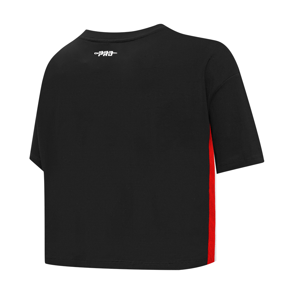 NBA CHICAGO BULLS RETRO ELEVATION T-SHIRT EN JERSEY SIMPLE À COUPE CARRÉE POUR FEMME (NOIR)